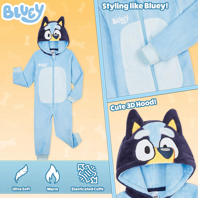 Bluey Jumpsuit Schlafanzug Onesie Mädchen Jungen 2-3 Jahre Blau, 2-3 Jahre Blau