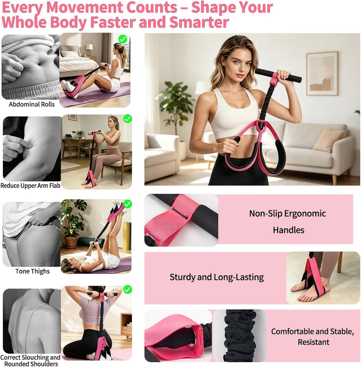 Expander mit Griffen,Bodybuilding Expander,Bauchtraining | Unterarmtrainer, rutschfeste Fusspolster,