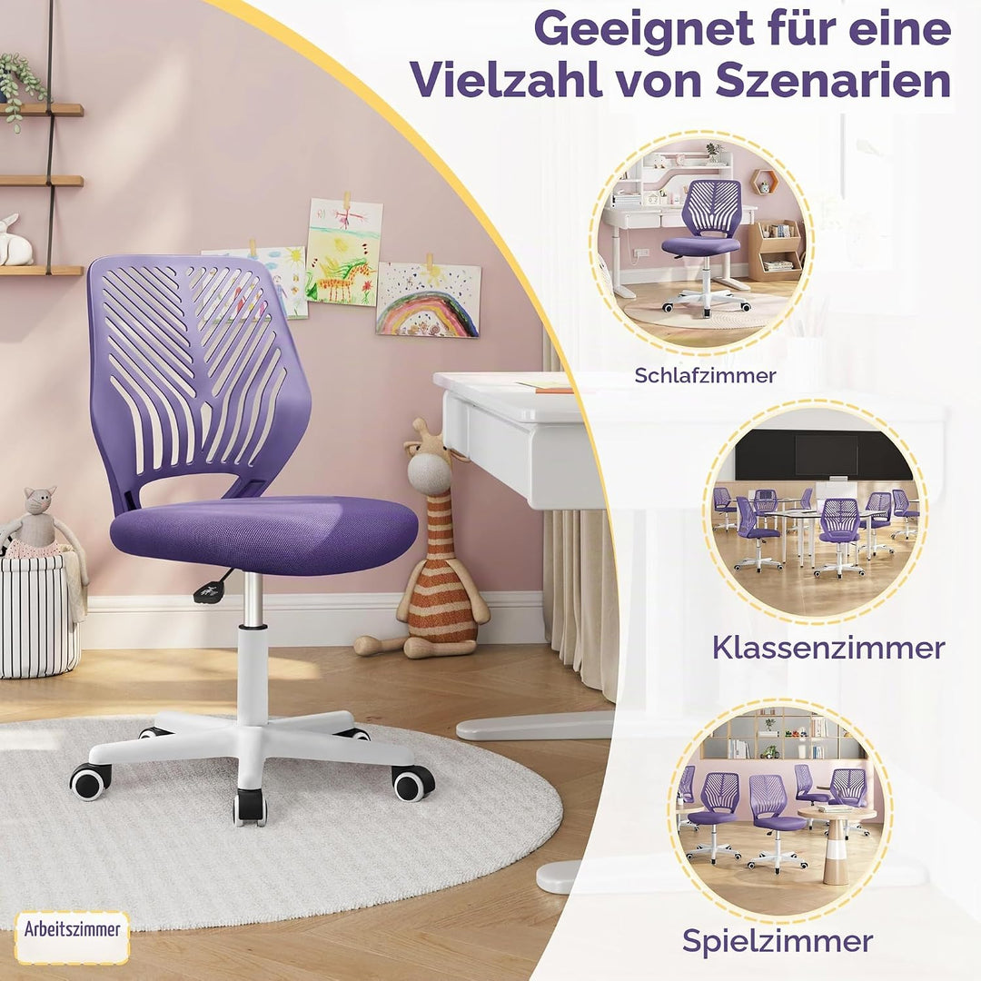 Yaheetech Bürostuhl Schreibtischstuhl ohne Armlehnen Drehstuhl mit Rücklehne Arbeitsstuhl höhenverst