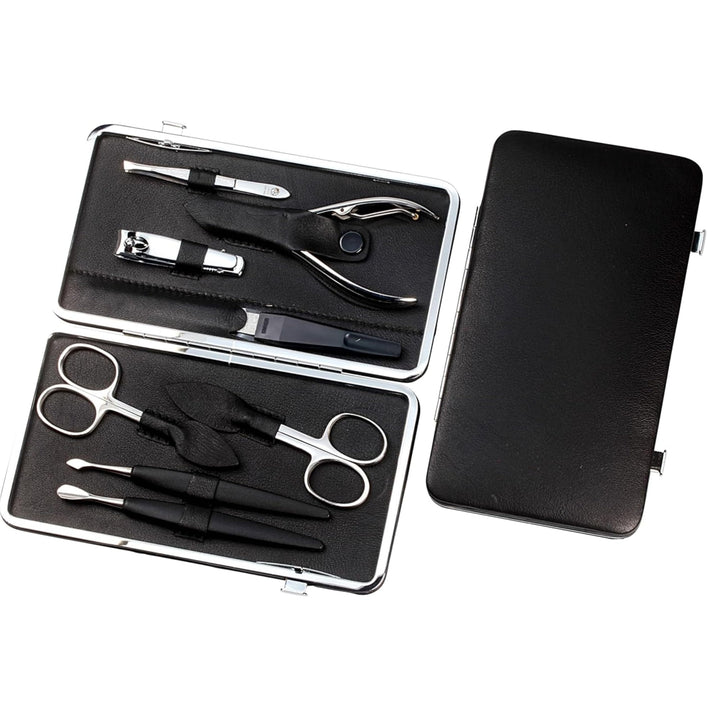 Sonnenschein by Hans Kniebes Maniküre Set 8-teilig aus Edelstahl Schwarz – Profi Nagelset &amp; Nagelpfl