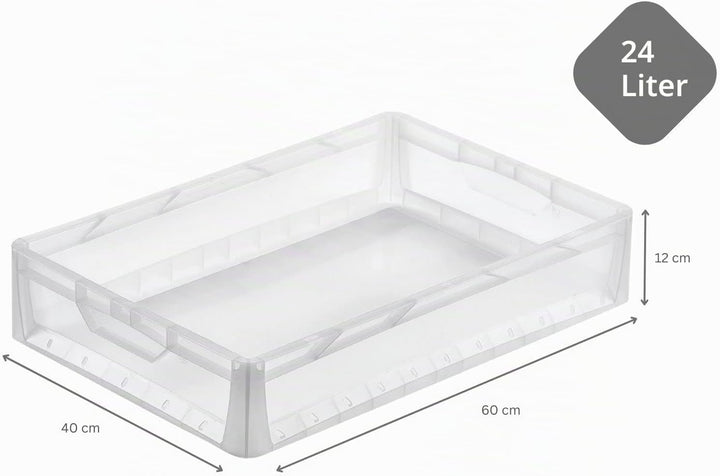 PROREGAL SuperSparSet 5x Transparenter Eurobehälter LightLine mit offenem Griff | HxBxT 12x40x60cm |