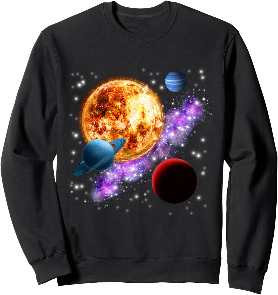 Weltraum Motiv Universum Galaxie Planeten Sonne Sonnensystem Sweatshirt