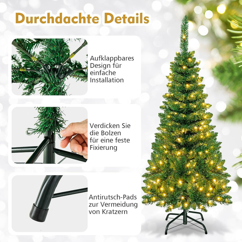 GOPLUS 135/200/225cm Weihnachtsbaum künstlich mit Beleuchtung, LED Tannenbaum künstlich, Weihnachtsb