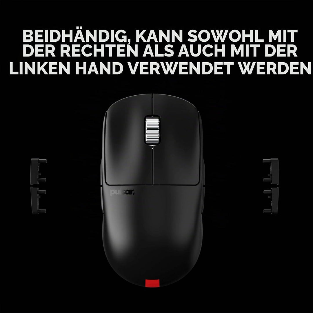 Pulsar Gaming Gears X2A ES kabellose Gaming-Maus, beidhändig, optischer Schalter, OLED-Display, trei