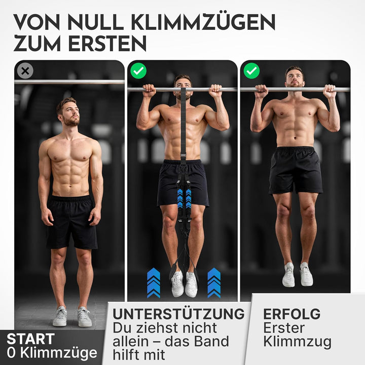 NEOLYMP Klimmzughilfe – kontrollierte Unterstützung ohne Zurückschnellen – 4-Seil-System mit gepolst