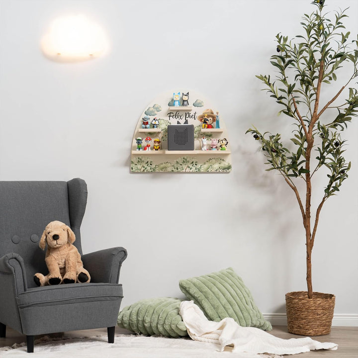 Geschenkfreude Personalisiertes Toniebox Regal für Kinderzimmer - Kinder Wandregal für Tonie Hörfigu