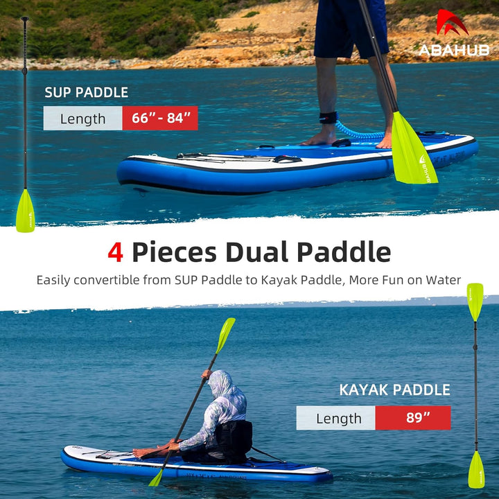 Abahub 4 teilig Carbon SUP Kajak Paddel, 2 in 1 verstellbare Stand up Paddleboard Paddel, leichte Ca