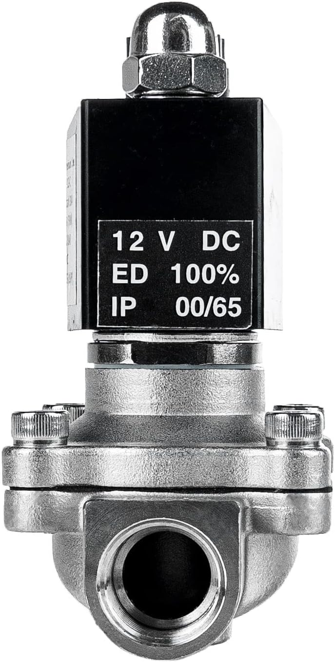 FSA Magnetventil Edelstahl 304 1/2" 12V DC 0-10 bar Viton stromlos geschlossen, 1/2" 12v DC