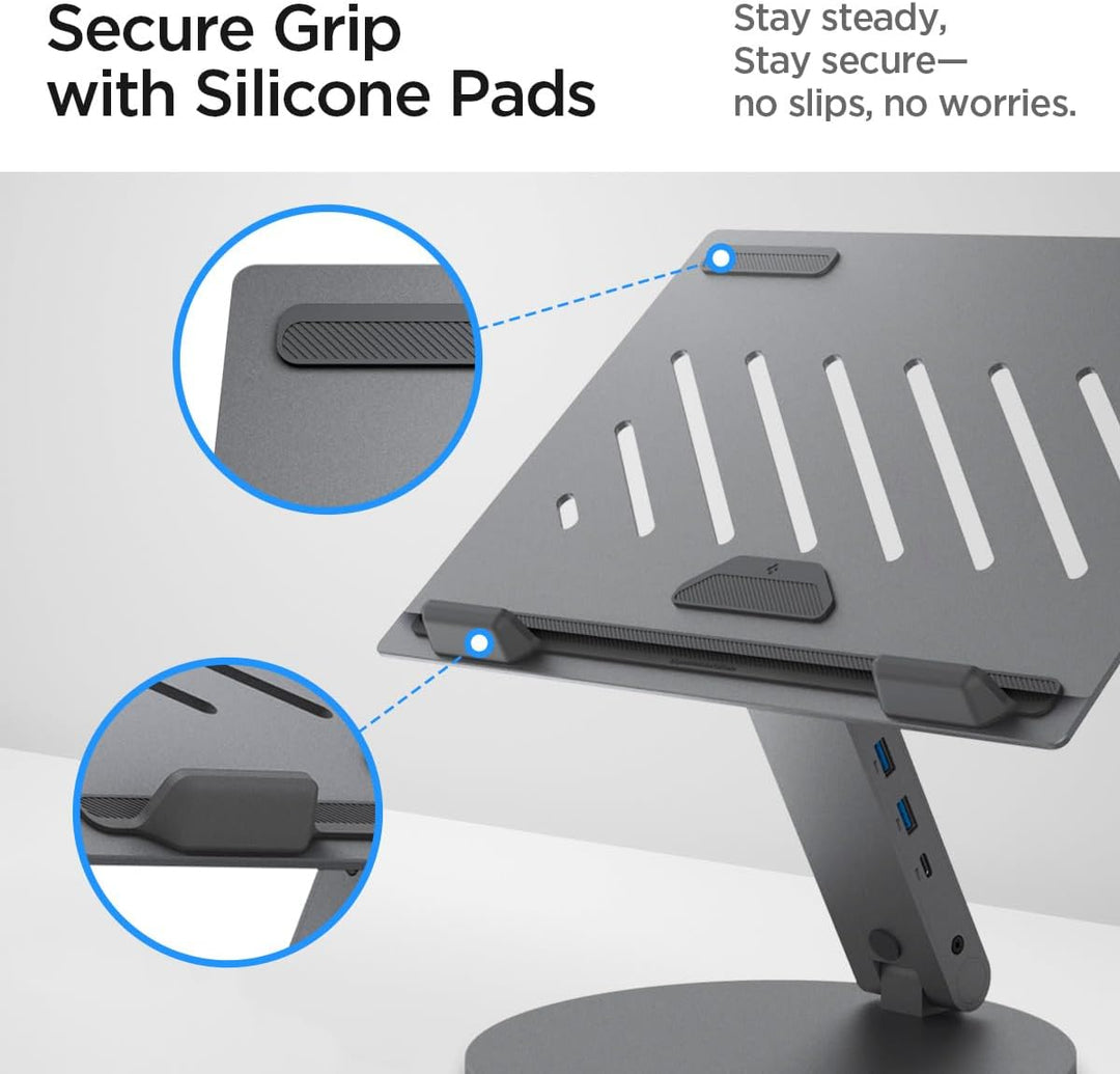 Spigen ArcDock 6-in-1 Laptop Ständer mit Dockingstation【inkl. USB C auf C Kabel】 Ergonomisch, USB A/