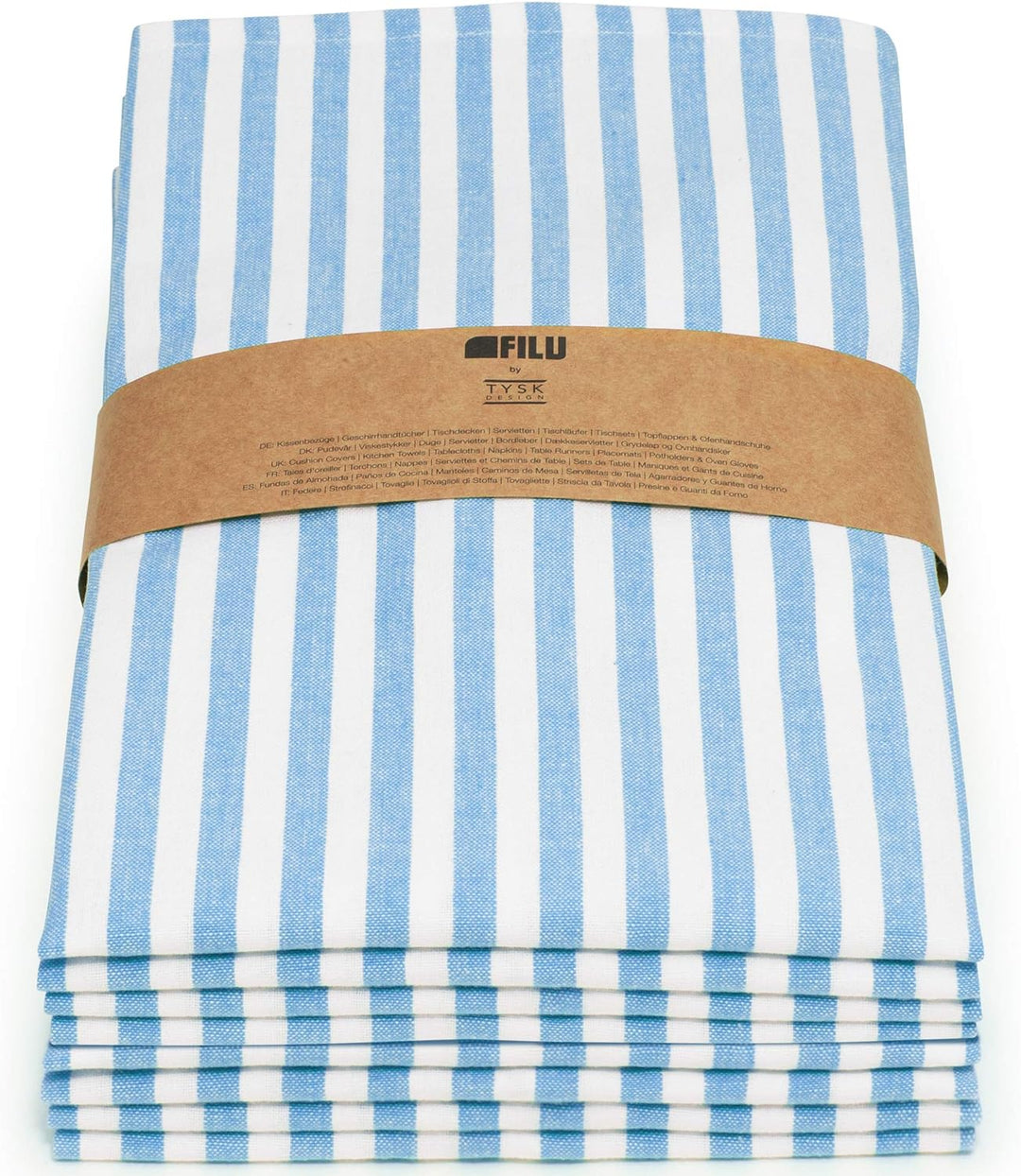 FILU Geschirrhandtücher 8er Pack Hellblau / Weiss gestreift (Farbe und Design wählbar) 45 x 70 cm -
