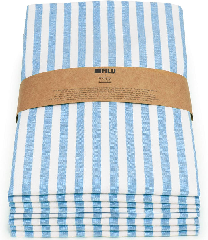 FILU Geschirrhandtücher 8er Pack Hellblau / Weiss gestreift (Farbe und Design wählbar) 45 x 70 cm -