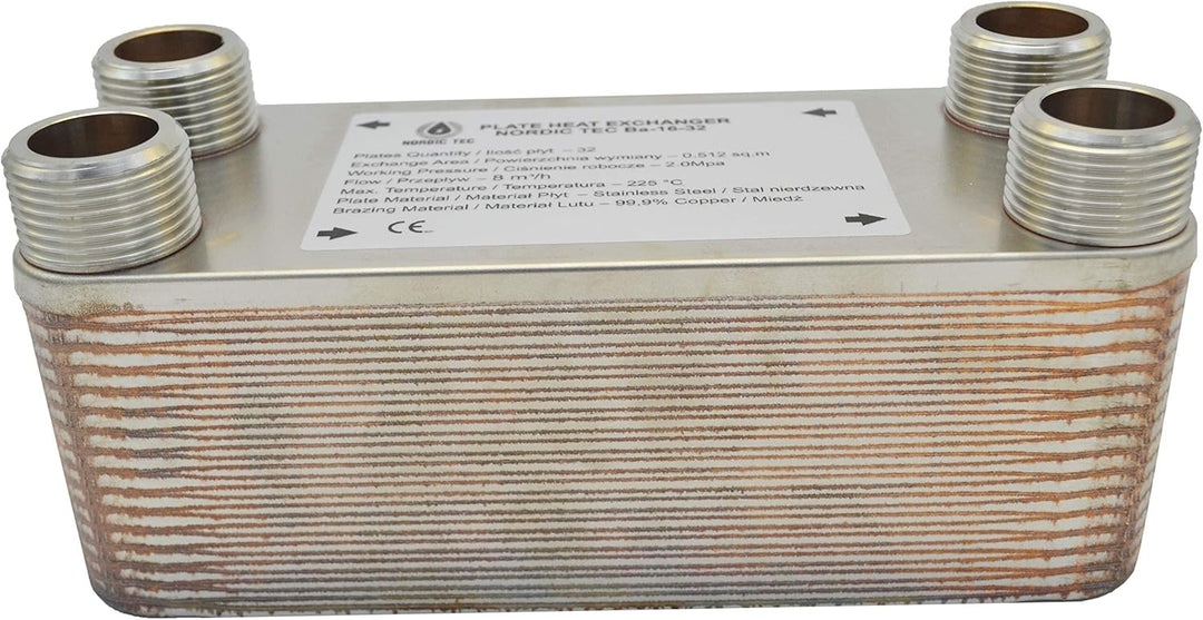 Edelstahl Plattenwärmetauscher Nordic Tec Ba-16-34 Wärmetauscher 34 Platten 135kW 1” mit Wandbefesti