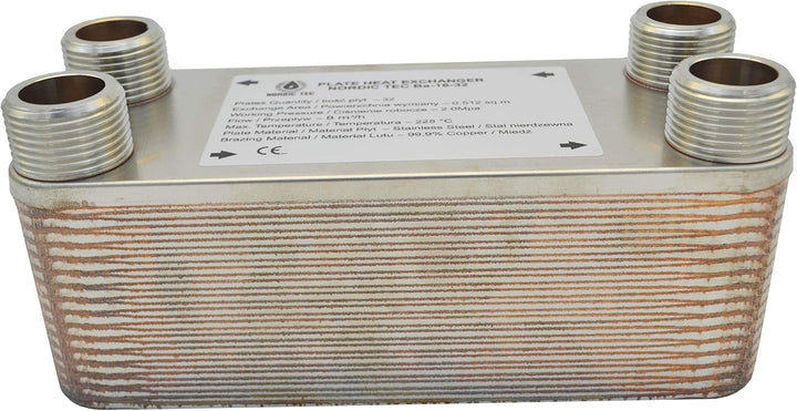 Edelstahl Plattenwärmetauscher Nordic Tec Ba-16-34 Wärmetauscher 34 Platten 135kW 1” mit Wandbefesti