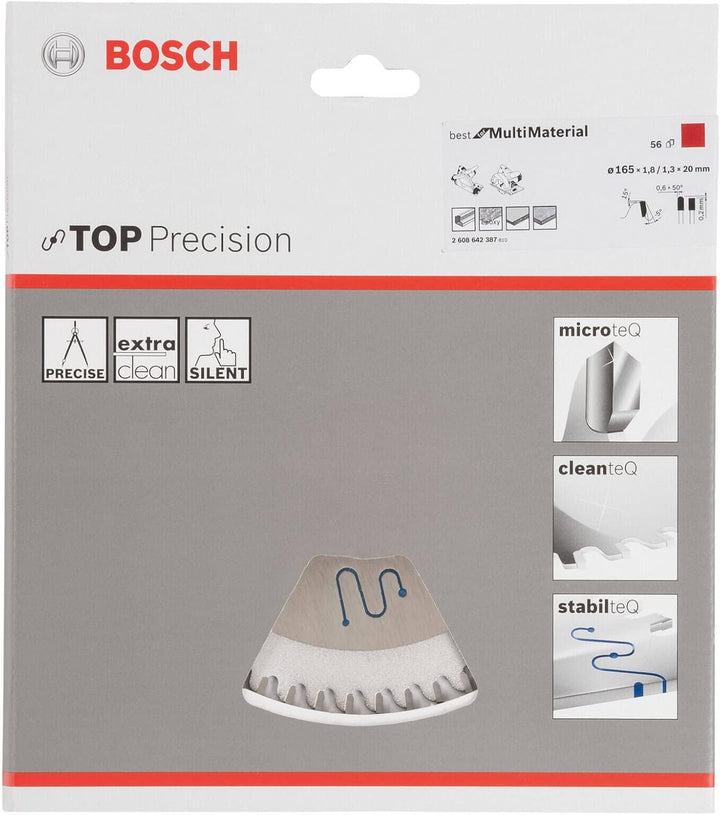 Bosch Professional Kreissägeblatt Top Precision Best für Multi Material 165 x 20 x 1,8 mm, 56, 26086