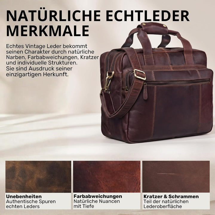 STILORD 'Experience' Vintage Lehrertasche Leder gross für Herren Damen XL Aktentasche Business Schul