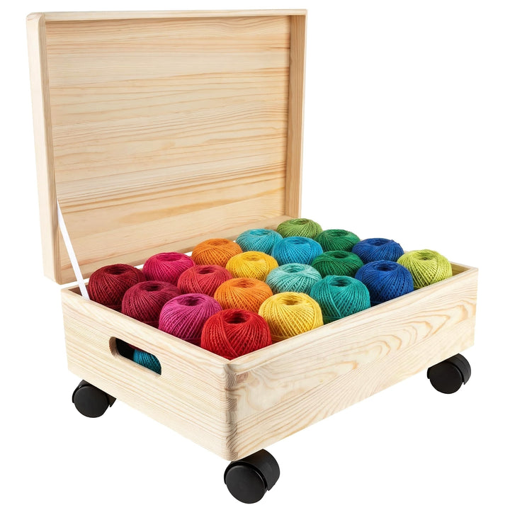 Creative Deco XL Grosse Holzkiste mit Deckel und Rollen | 40x30x14 cm (+/-1cm) | Ostern Erinnerungsb