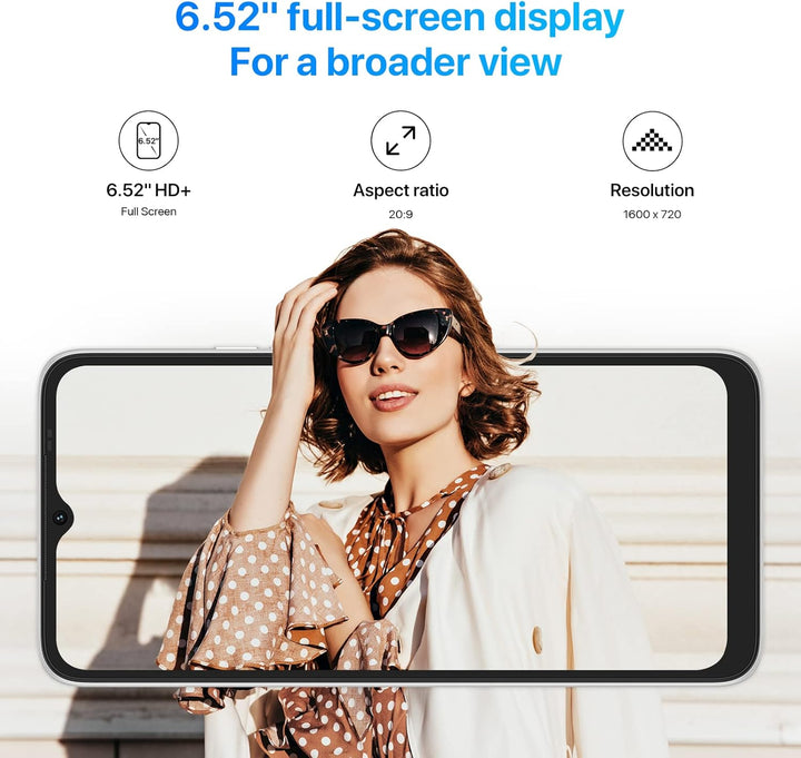 UMIDIGI C1 Max Android 12 Günstig Smartphone Ohne Vertrag, 5150 mAh Akku mit Typ-C,6.52 Zoll HD+ Dis