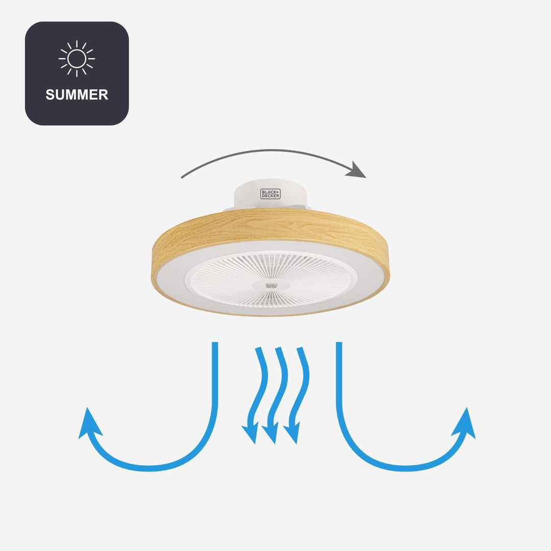 Black+Decker - Deckenventilator BXEFC60E mit LED-Licht | 49 cm | 6 Geschwindigkeiten | Dimmbares Lic