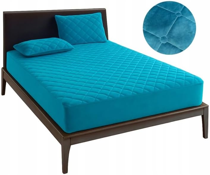 Matratzenbezug 160x200 cm Wasserdicht – Velours Matratzenschoner mit Rundumgummi, Elastisch, Atmungs