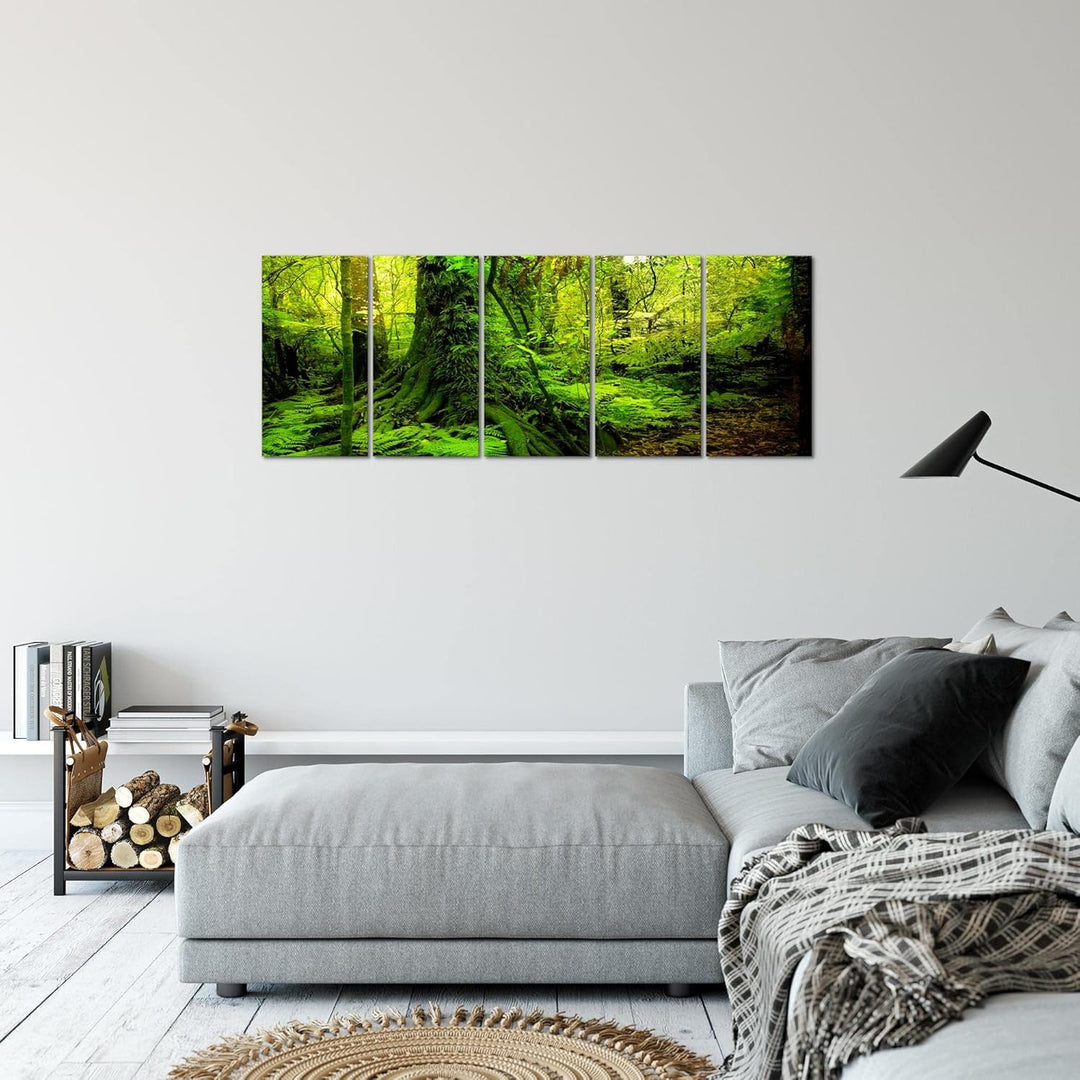 Runa Art Bild Wald Landschaft Wandbilder auf Vlies Leinwand 5 Teilig Wanddekoration Schlafzimmer Woh