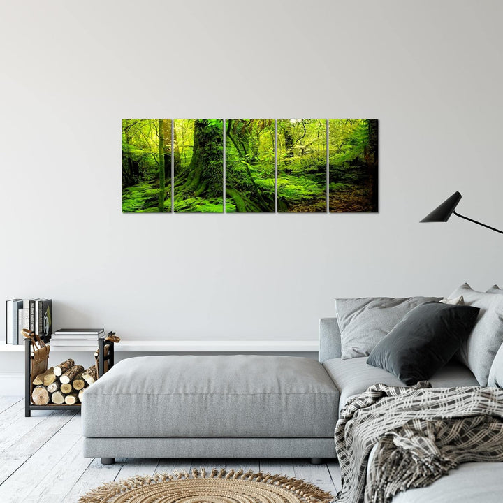 Runa Art Bild Wald Landschaft Wandbilder auf Vlies Leinwand 5 Teilig Wanddekoration Schlafzimmer Woh