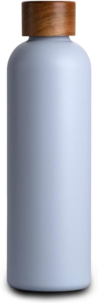 T&amp;N Edelstahl Trinkflasche 750ml, Thermosflasche 0.75l mit Akazienholz Deckel, Isolierte Wasserflasc