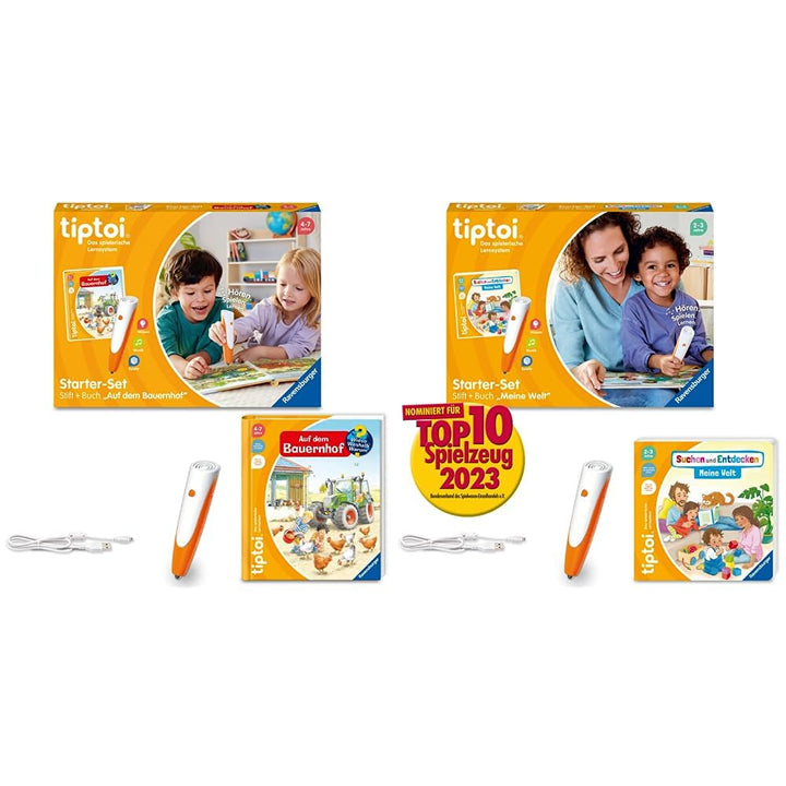 Ravensburger tiptoi Starter-Set 00114: Stift und Bauernhof-Buch & tiptoi Starter-Set 00112: Stift un