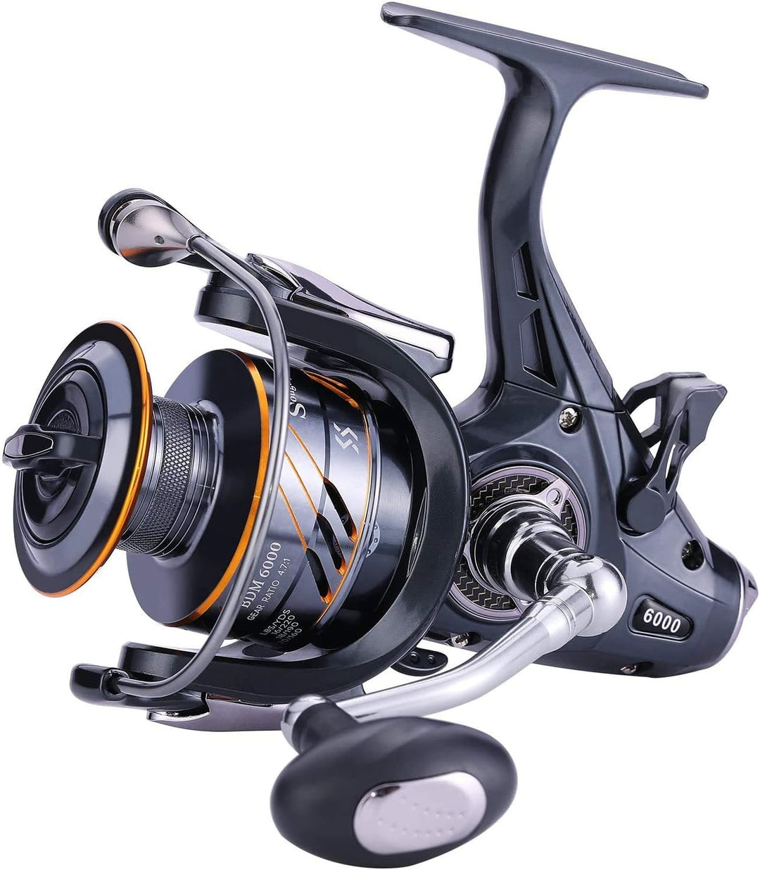 Sougayilang Karpfen Angelrolle 5 + 1 Abgeschirmt Edelstahl BB-Carbon Fiber Drag Freilaufrolle Karpfe