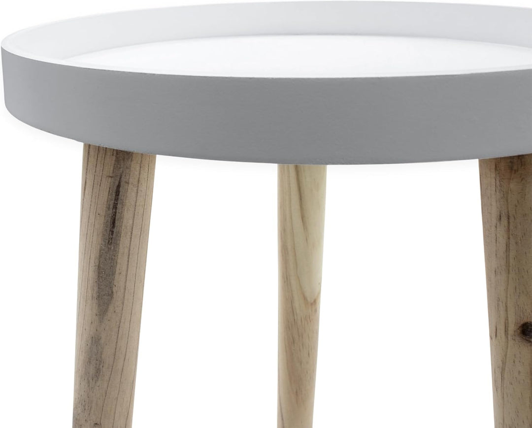 Deko Holz Tisch 36x30 cm - weiss - Kleiner Beistelltisch Couchtisch Sofatisch, Weiss