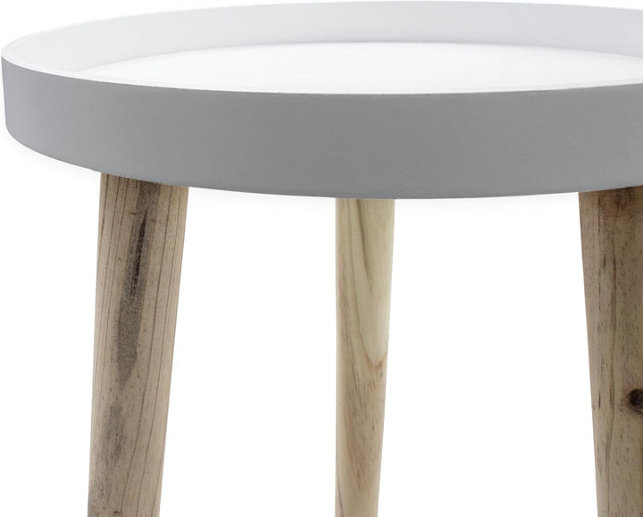 Deko Holz Tisch 36x30 cm - weiss - Kleiner Beistelltisch Couchtisch Sofatisch, Weiss