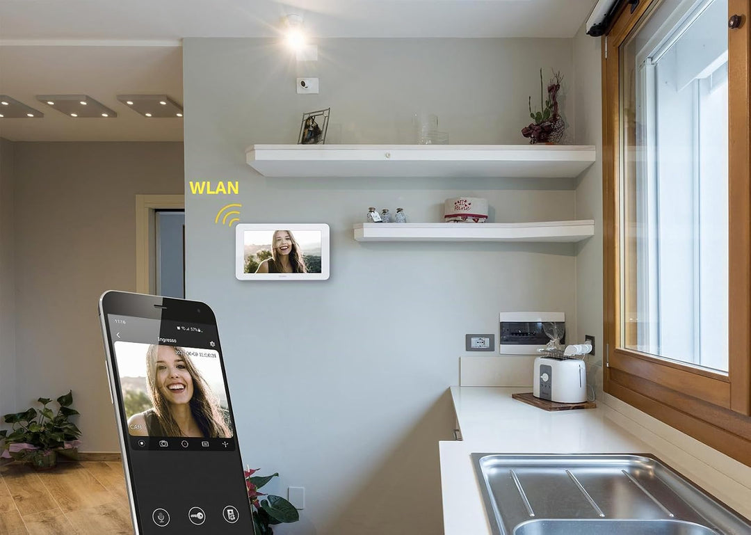 VIMAR K42955 Videosprechenalagen-Set enthält Freisprech-Touchscreen-Videohaustelefon LCD 7in und WLA
