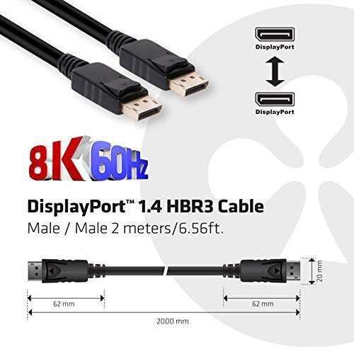 Kabel Club3D CAC-2068 DisplayPortâ„¢ 1.4 HBR3 Cable Male/Male 2 m/6.56ft VESA Certified