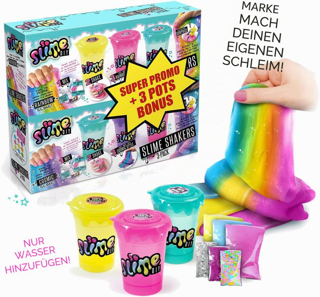 CANAL TOYS So Slime 3 Töpfe Plus 3 Bonusgläser, Mehrfarbig, Einheitsgrösse