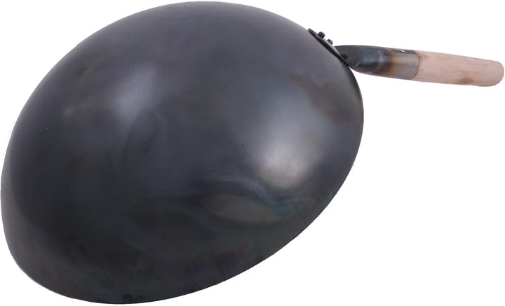 Wok Pfanne runder Boden Eingebrannt Voreingebrannt aus Carbonstahl natürliche Antihaftschicht (36 cm