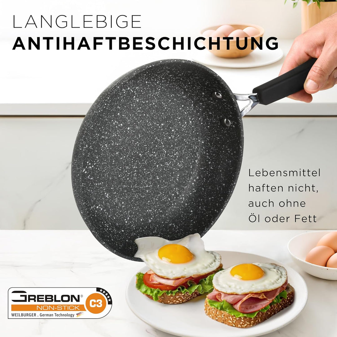 KASANOVA New Petra Dark Topf-Set – Töpfe und Pfannen für Induktion und Backofen bis 180°C, Antihaft-