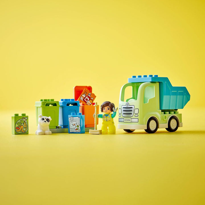 LEGO 10987 DUPLO Recycling-LKW Müllwagen-Spielzeug, Lern- und Farbsortier-Spielzeug für Kleinkinder