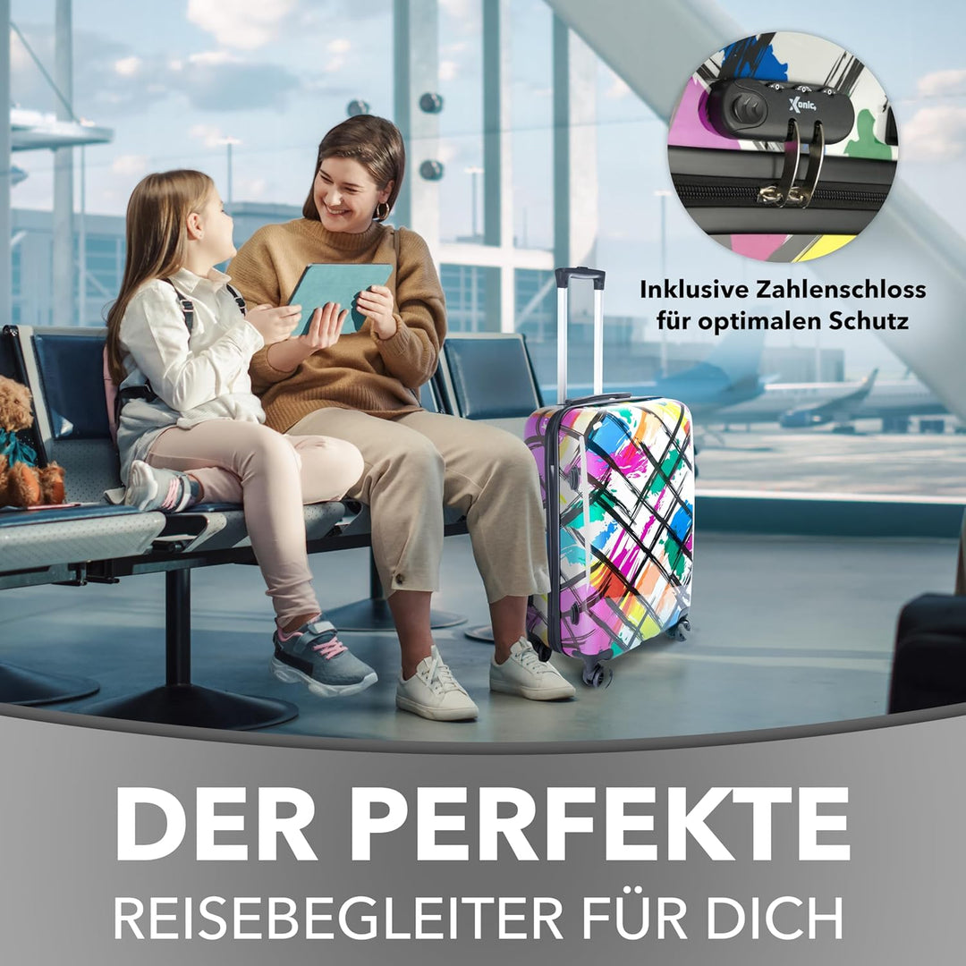 Xonic Design Reisekoffer - Hartschalen-Koffer mit 360° Leichtlauf-Rollen - hochwertiger Trolley mit