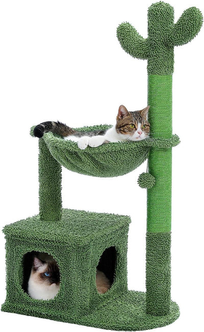 PAWZ Road Kaktus Katzenbaum für Hauskatzen, Katzenkletterbaum Katzenspielturm mit Hängematte, Katzen