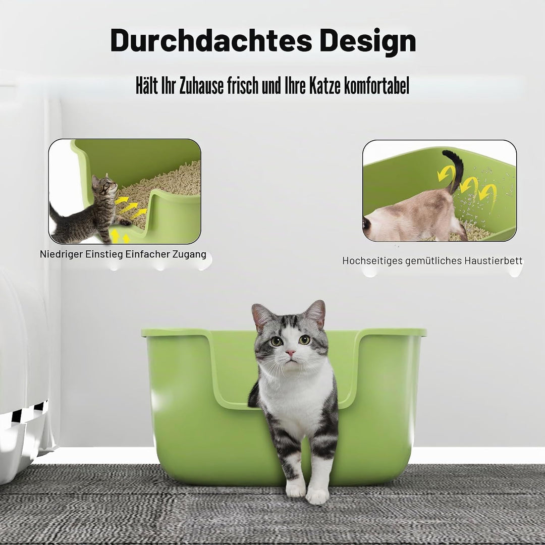 Suhaco Katzenklo Mit Hohem Rand Anti-Spritz Oben Einstieg 49 x 42 x 22 cm Leicht Zu Reinigen Katzent