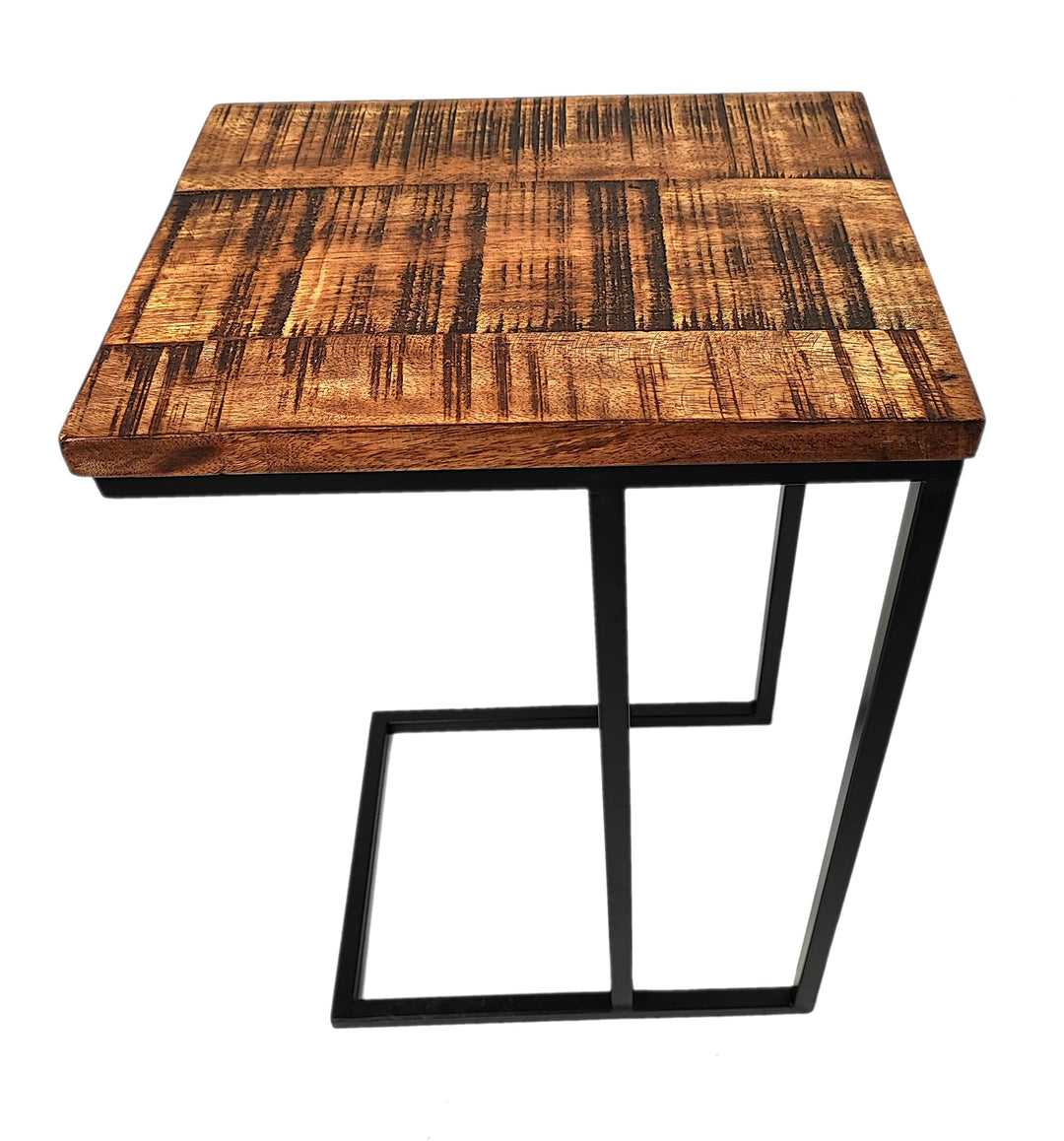 Mango Holz Couch-Tisch braun schwarz 34 x 54cm Natur Beistelltisch Deko Nachttisch, 34 x 54cm