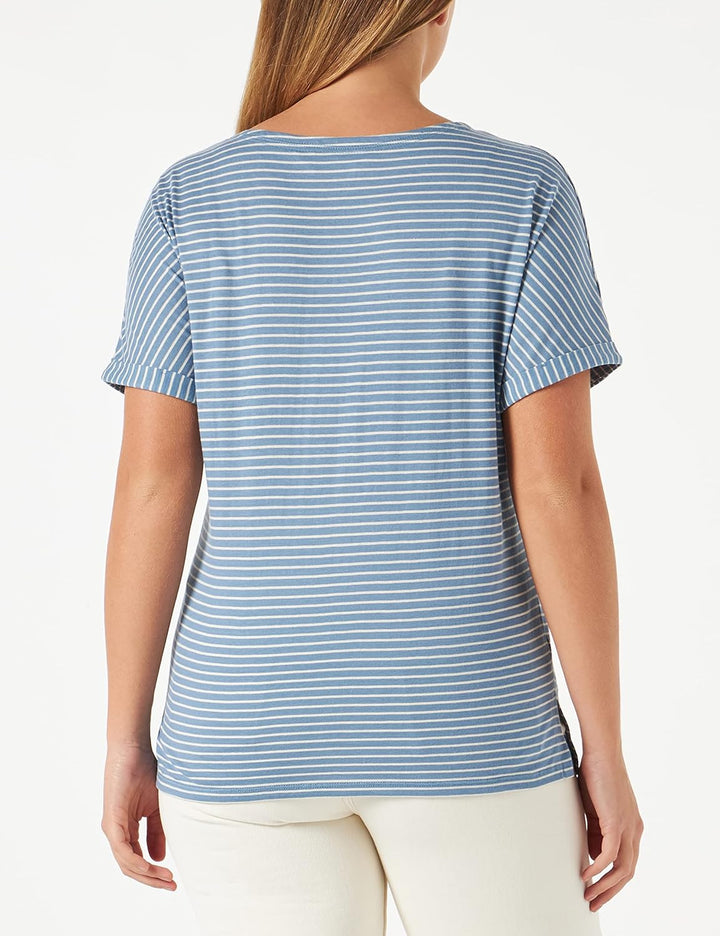 People Tree Damen Stripe Pyjama Tee 36 Blau, 36 Blau