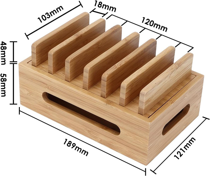 Tissting Ladestation Organizer für Mehrere Geräte, Holz Handy Dockingstation Tragbarer Tablet Comput