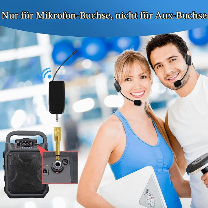Headset Mikrofon Kabellos,Wireless UHF Mikrofon Professionell 50M Stabile Übertragung, Kopfmikrofon
