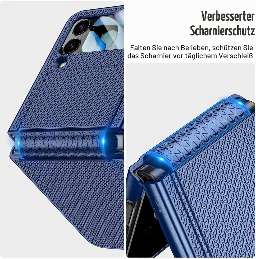 Doeshine für Samsung Galaxy Z Flip 4 Hülle mit Scharnierschutz &amp; Displayschutzfolie, Rutschfester Te