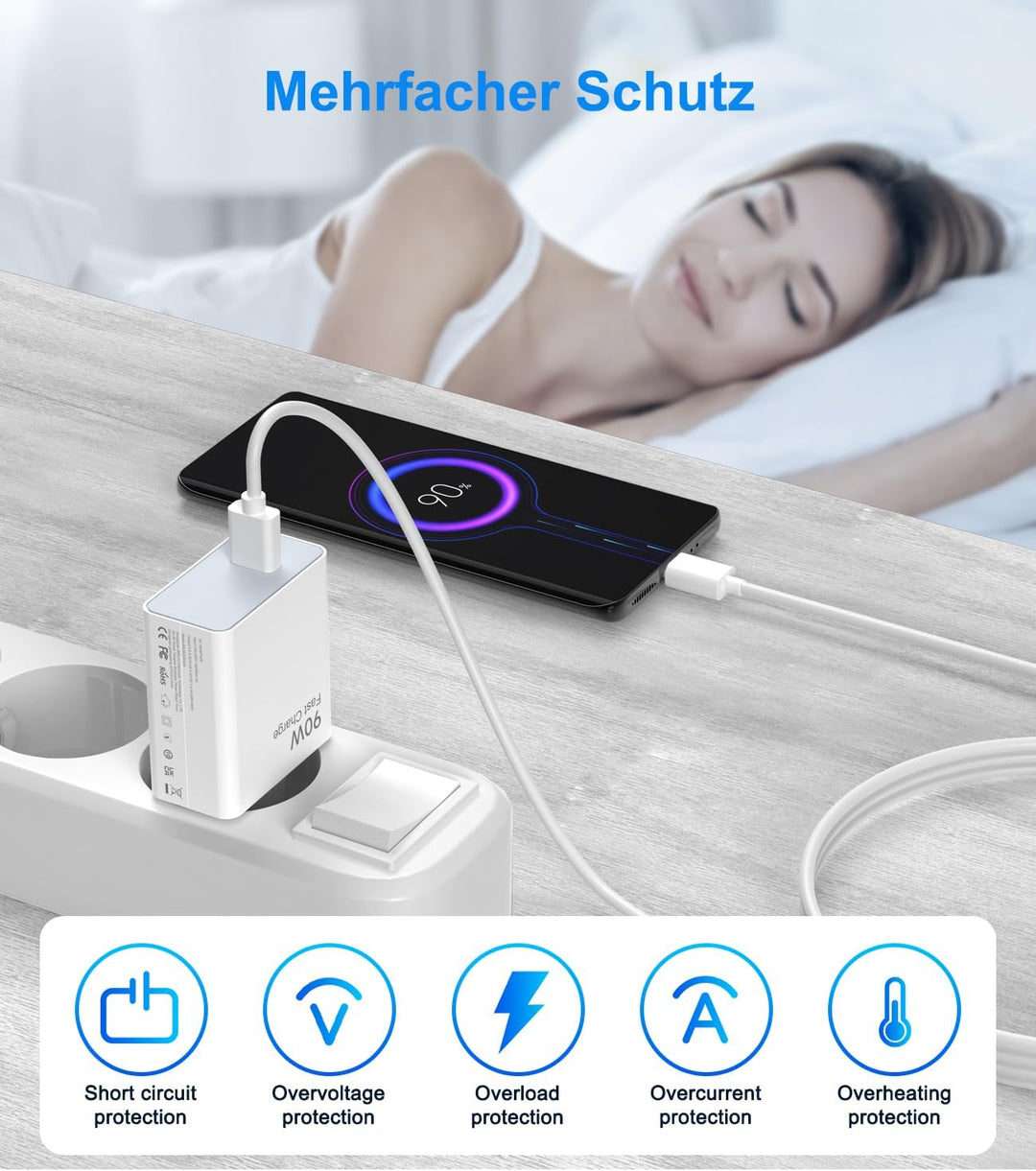 90W USB C Ladegerät Schnellladegerät für Xiaomi 15 Ultra 15 Pro 14T 14 Ultra, Turbo Hyper Charge Net