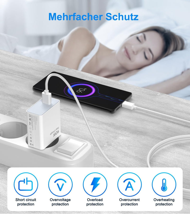 90W USB C Ladegerät Schnellladegerät für Xiaomi 15 Ultra 15 Pro 14T 14 Ultra, Turbo Hyper Charge Net