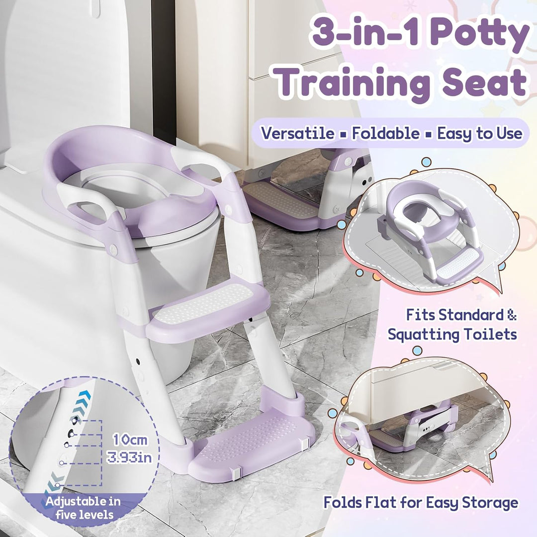 Toilettensitz Kinder, 3 IN 1 Toilettensitz Kinder mit Treppe für Jungen Mädchen, Upgraded 3-in-1 Bab
