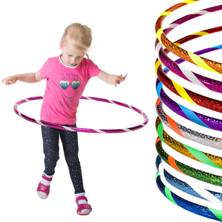 Funny Kinder Hula Hoop Reifen mit Hologramm-Muster Ø70cm Hologramm-Pink-Weiss, Ø70cm Hologramm-Pink-