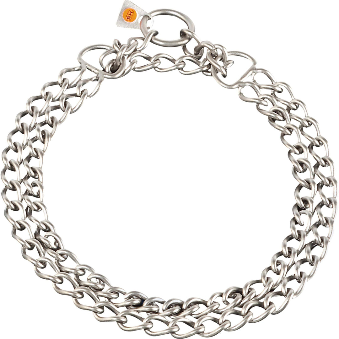 Sprenger Hundehalskette aus rostfreiem Edelstahl, 2-reihig matt l Hundehalskette 3,0mm mit Durchzugs