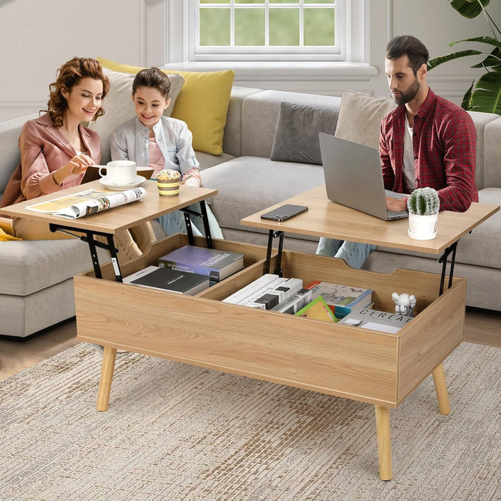 VOWNER Couchtisch, Couchtisch Höhenverstellbar, Auszug, Versenkbarer Wohnzimmertisch, Separates Vers